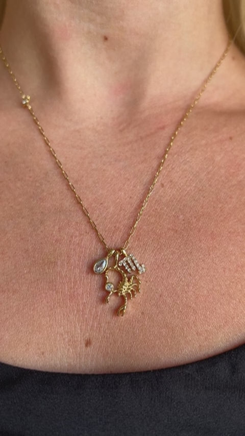Scorpio Zodiac Charm Cluster Necklace