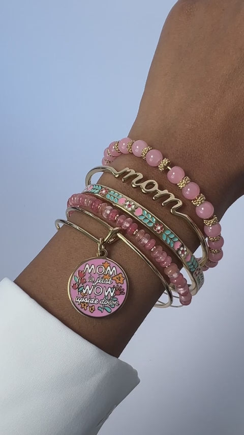 'Mom Is Just Wow Upside Down' Bangle Set of 5