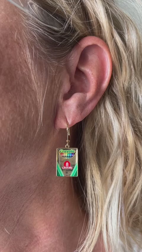 Crayola 'To Teach Is To Color A Life Forever' Crayon Box Earrings