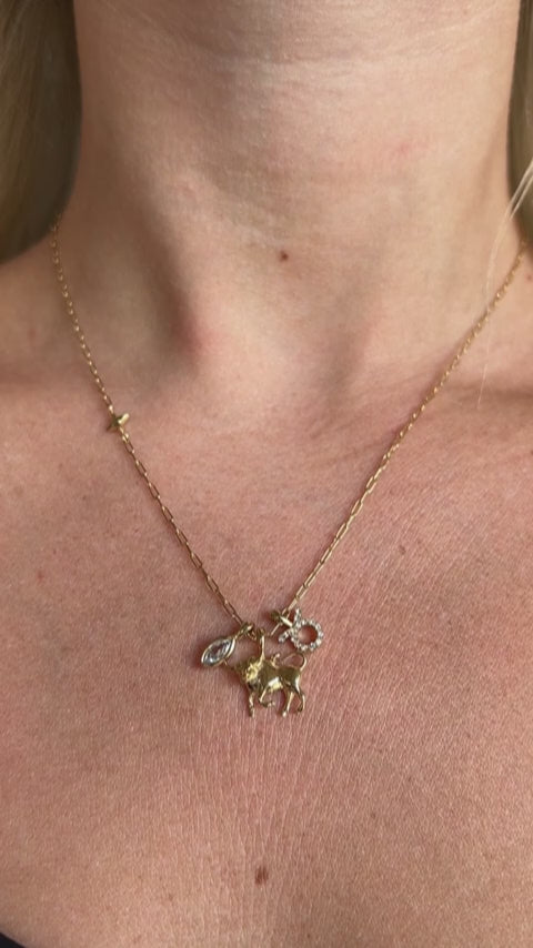 Taurus Zodiac Charm Cluster Necklace