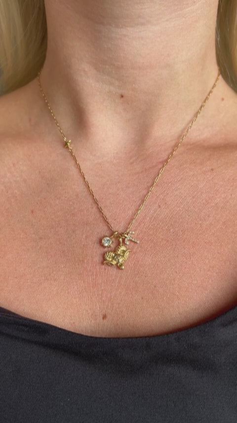 Aries Zodiac Charm Cluster Necklace