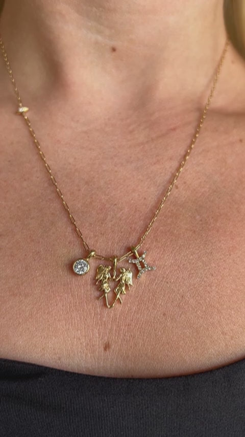 Gemini Zodiac Charm Cluster Necklace
