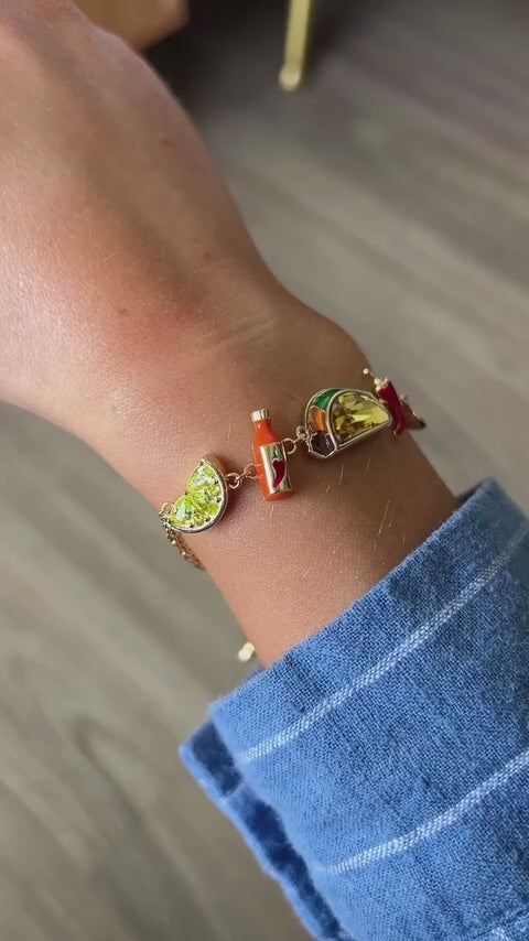 Taco Inline Charm Bracelet