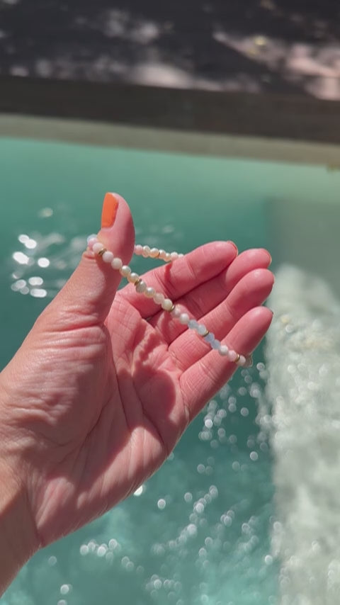 Sandy Peach Ombre Semi-Precious Beaded Anklet