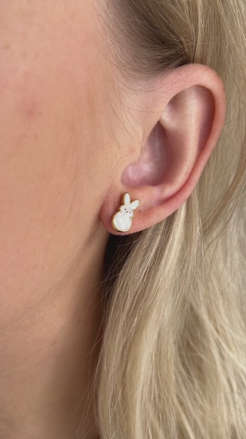 PEEPS® White Pearlized Bunny Studs