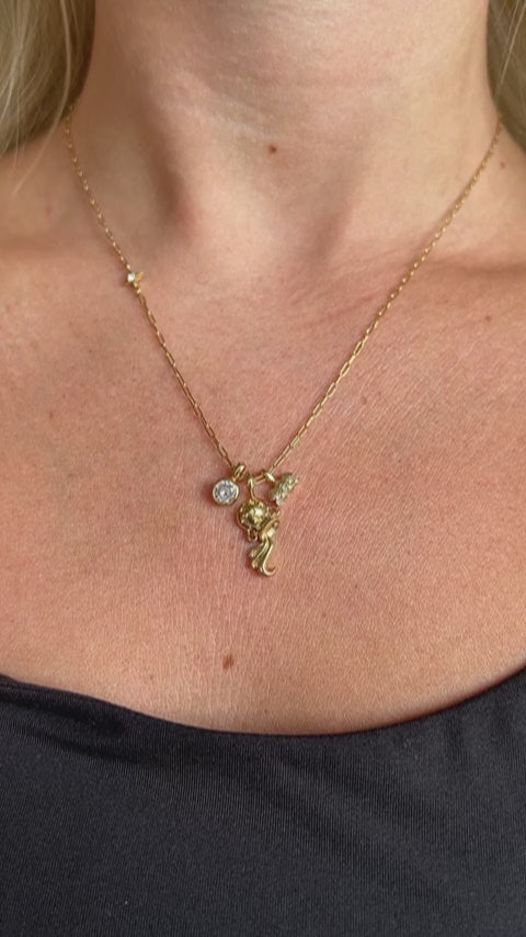 Aquarius Zodiac Charm Cluster Necklace