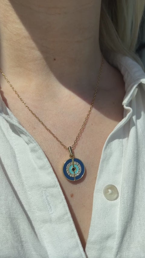 Evil Eye 'Positive Vibes' Mantra Necklace