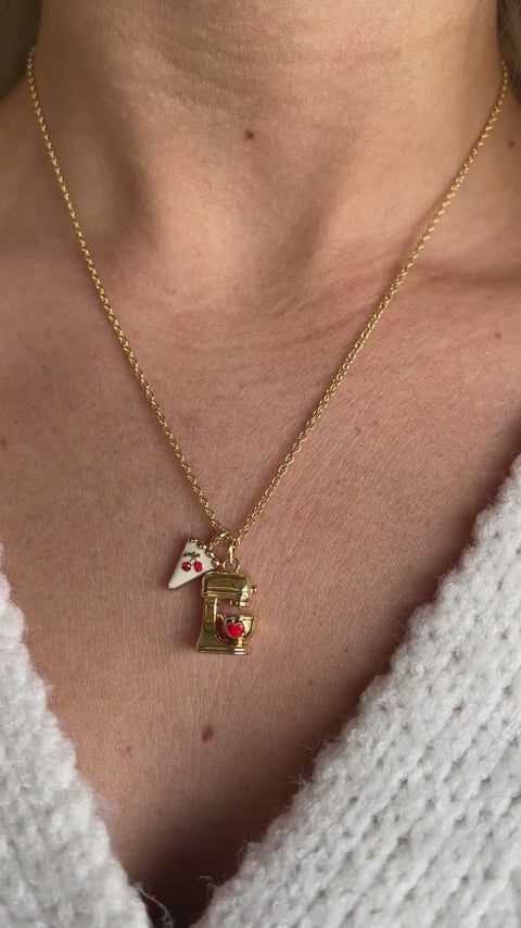 Sweet Shop Pie and Kitchen Mixer Charm Pendant Necklace