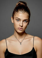 PT089B B.Tiff Black Hollow Bar Pendant Necklace - Willow & Luna