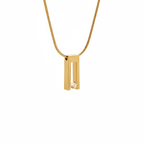 PT089G B.Tiff Gold Hollow Bar Pendant Necklace - Willow & Luna