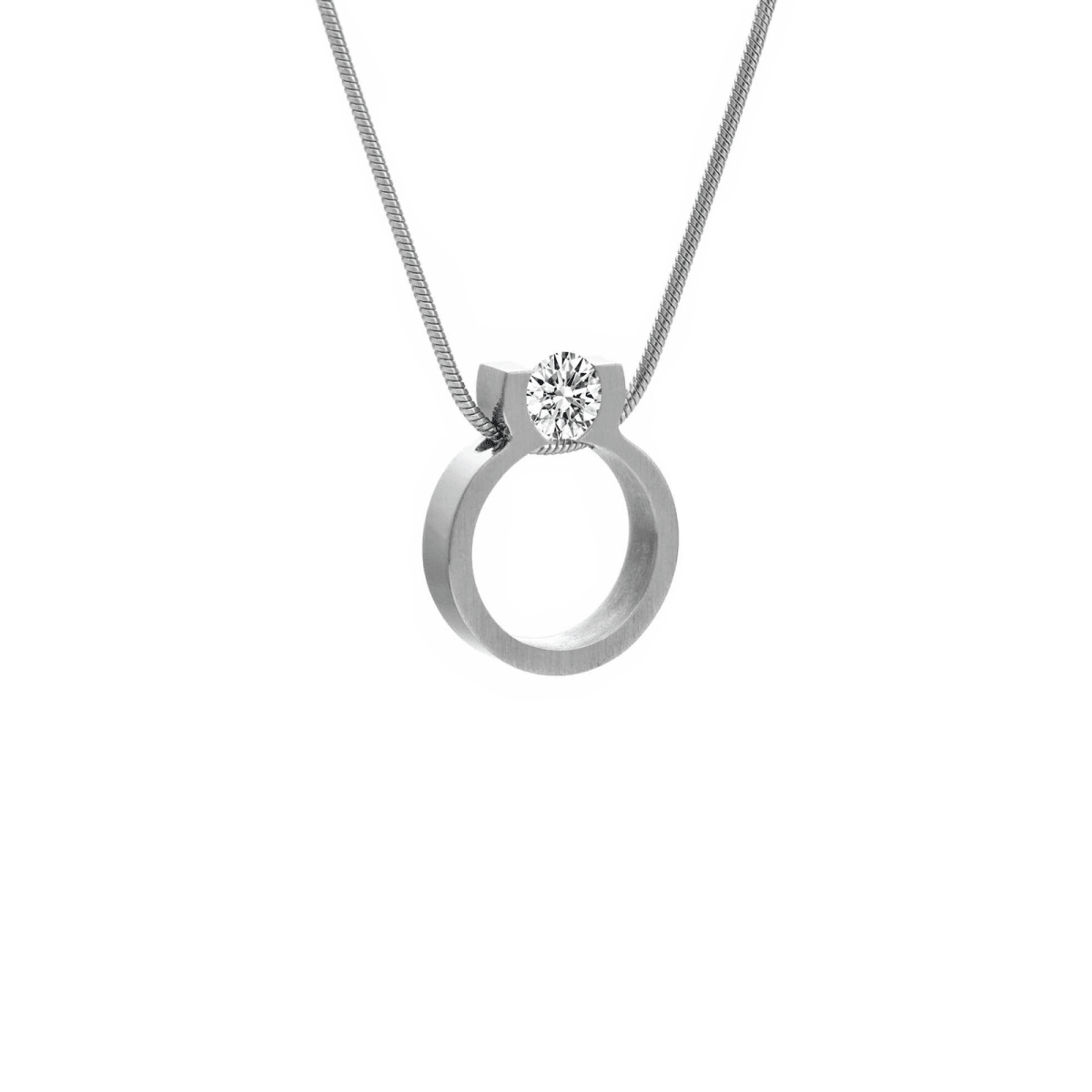 PT117W B.Tiff 1 CT Tension Ring Pendant Necklace - Willow & Luna