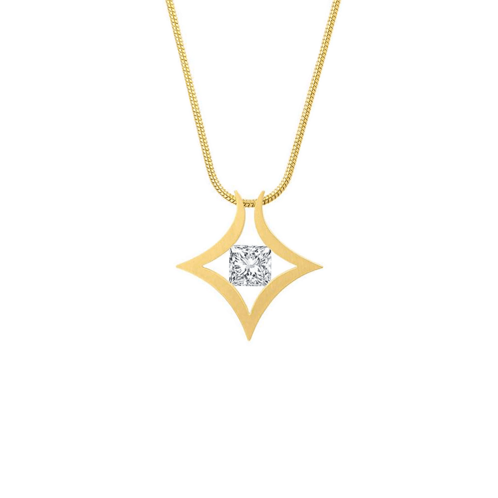 PT124G B.Tiff Gold Natal 1 ct Princess Cut Tension Pendant Necklace - Willow & Luna
