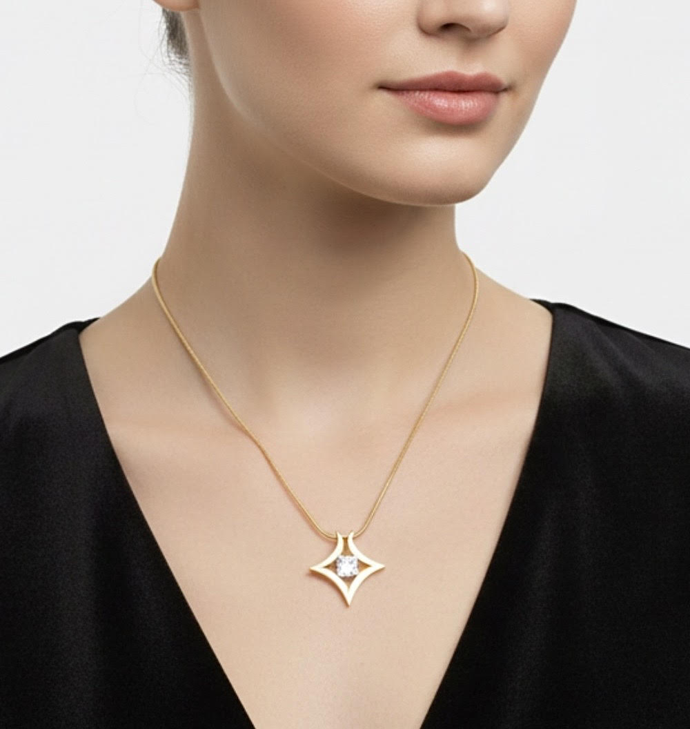 PT124G B.Tiff Gold Natal 1 ct Princess Cut Tension Pendant Necklace - Willow & Luna