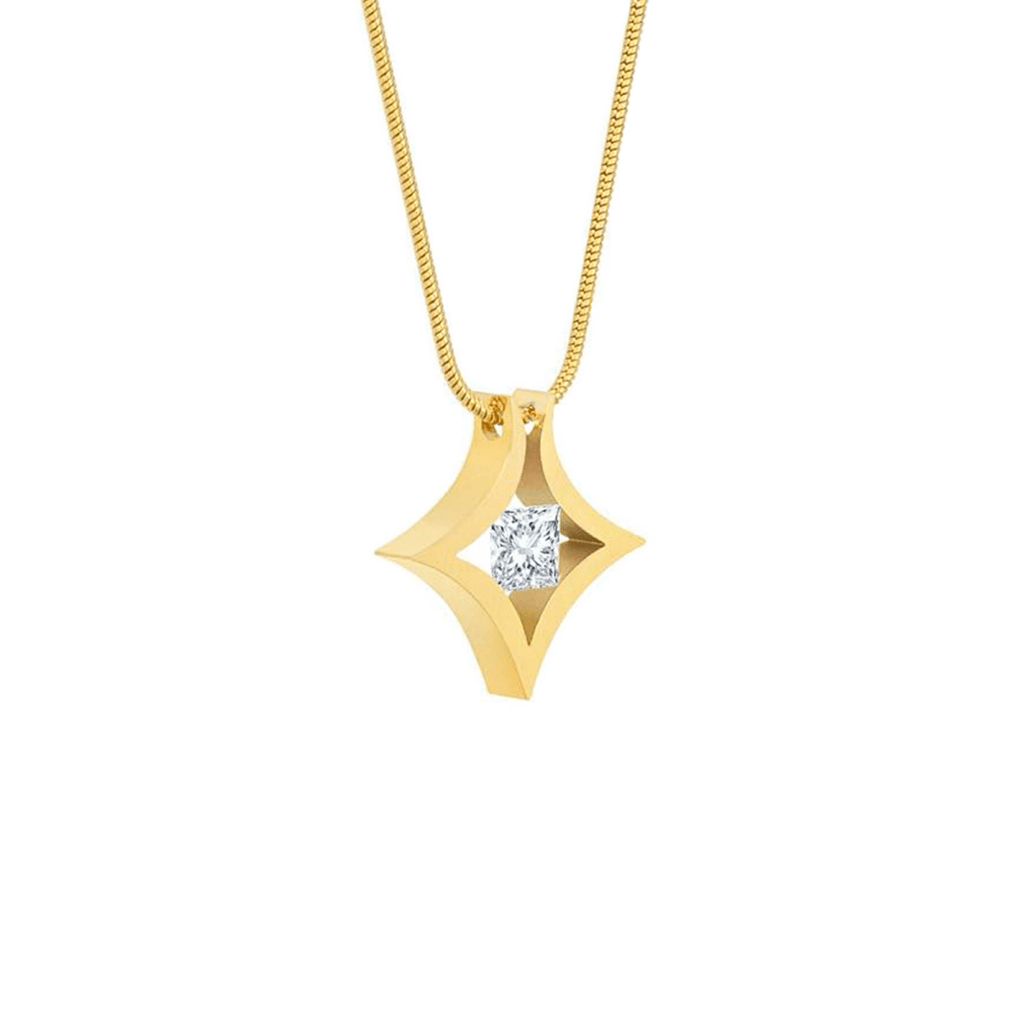 PT124G B.Tiff Gold Natal 1 ct Princess Cut Tension Pendant Necklace - Willow & Luna