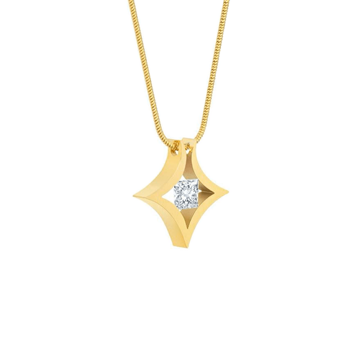 PT124G B.Tiff Gold Natal 1 ct Princess Cut Tension Pendant Necklace - Willow & Luna