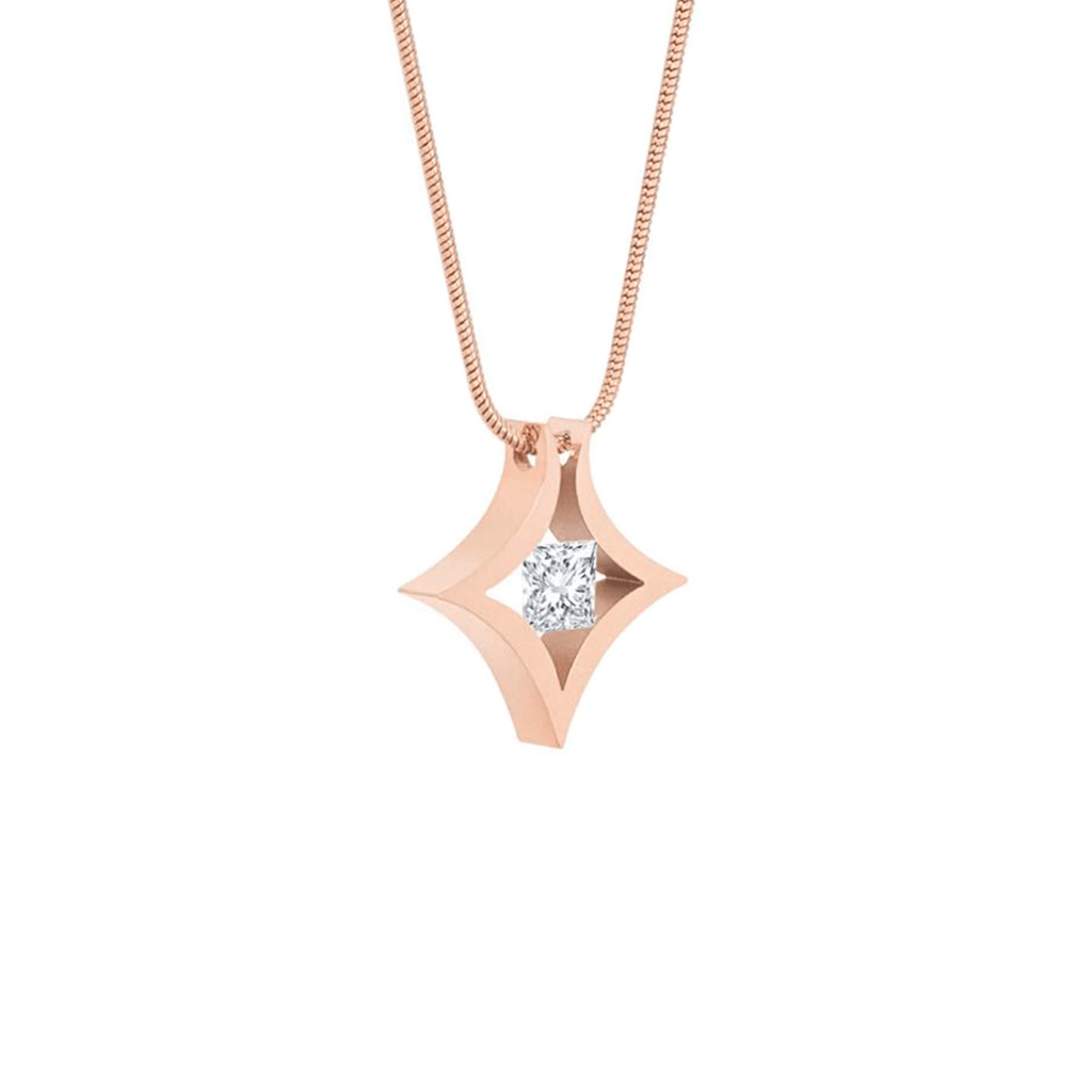 PT124RG B.Tiff Rose Gold Natal 1 ct Princess Cut Tension Pendant Necklace - Willow & Luna