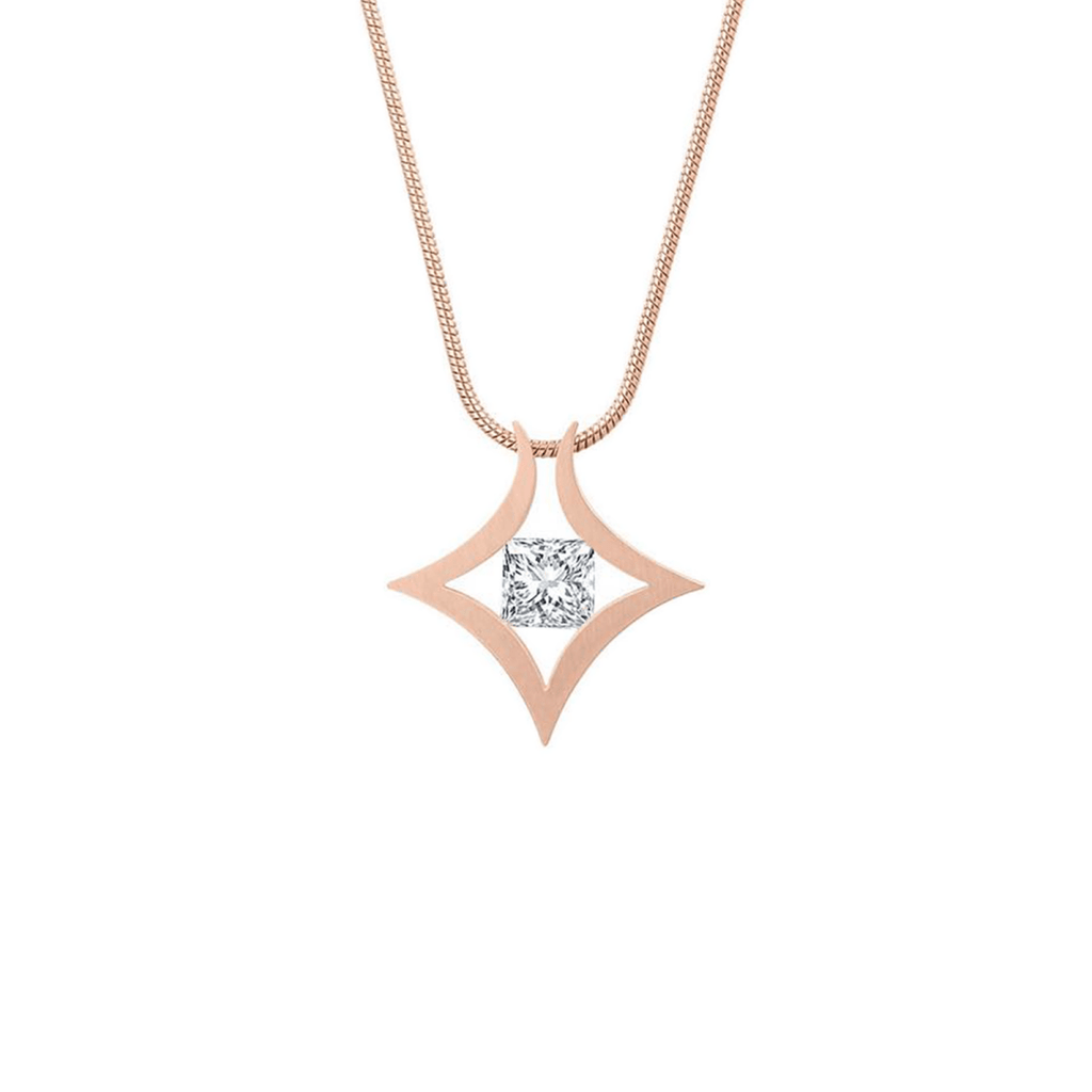 PT124RG B.Tiff Rose Gold Natal 1 ct Princess Cut Tension Pendant Necklace - Willow & Luna