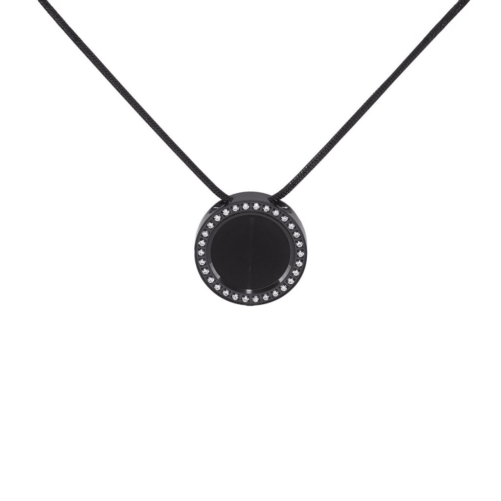 PT207B B.Tiff Black Pavé 30 - Stone Halo Pendant Necklace - Willow & Luna
