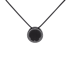 PT207B B.Tiff Black Pavé 30 - Stone Halo Pendant Necklace - Willow & Luna