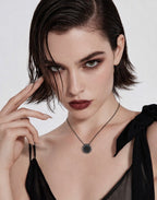 PT207B B.Tiff Black Pavé 30 - Stone Halo Pendant Necklace - Willow & Luna