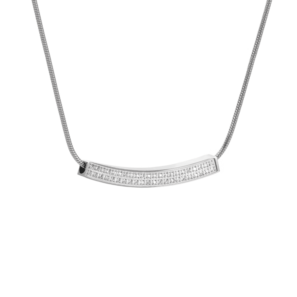 PT222W B.Tiff Pavé Crescent Pendant Necklace - Willow & Luna