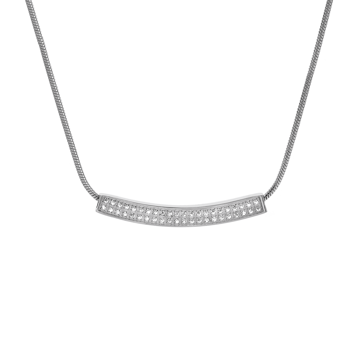PT222W B.Tiff Pavé Crescent Pendant Necklace - Willow & Luna