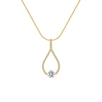PT306G B.Tiff Gold 1 ct Solitaire Pave Larme Pendant Necklace - Willow & Luna