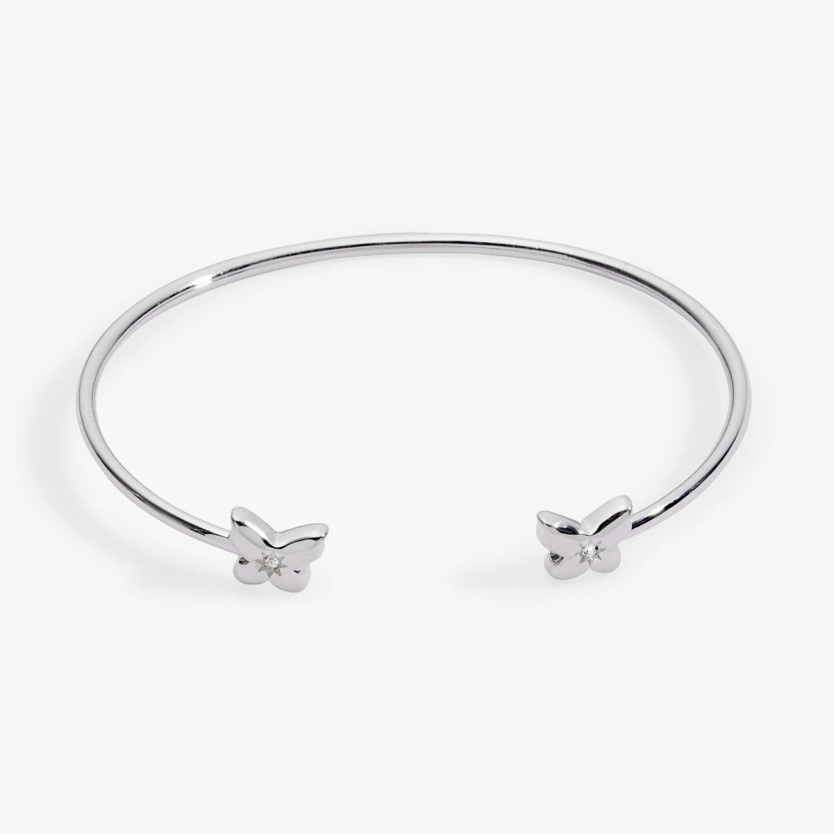 Puffy Butterfly Crystal Flex Cuff Bracelet - Willow & Luna