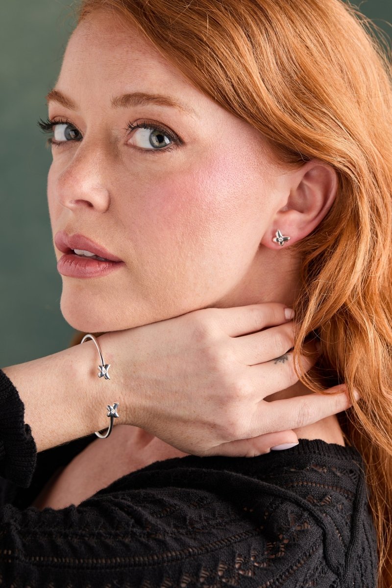 Puffy Butterfly Crystal Stud Earrings - Willow & Luna