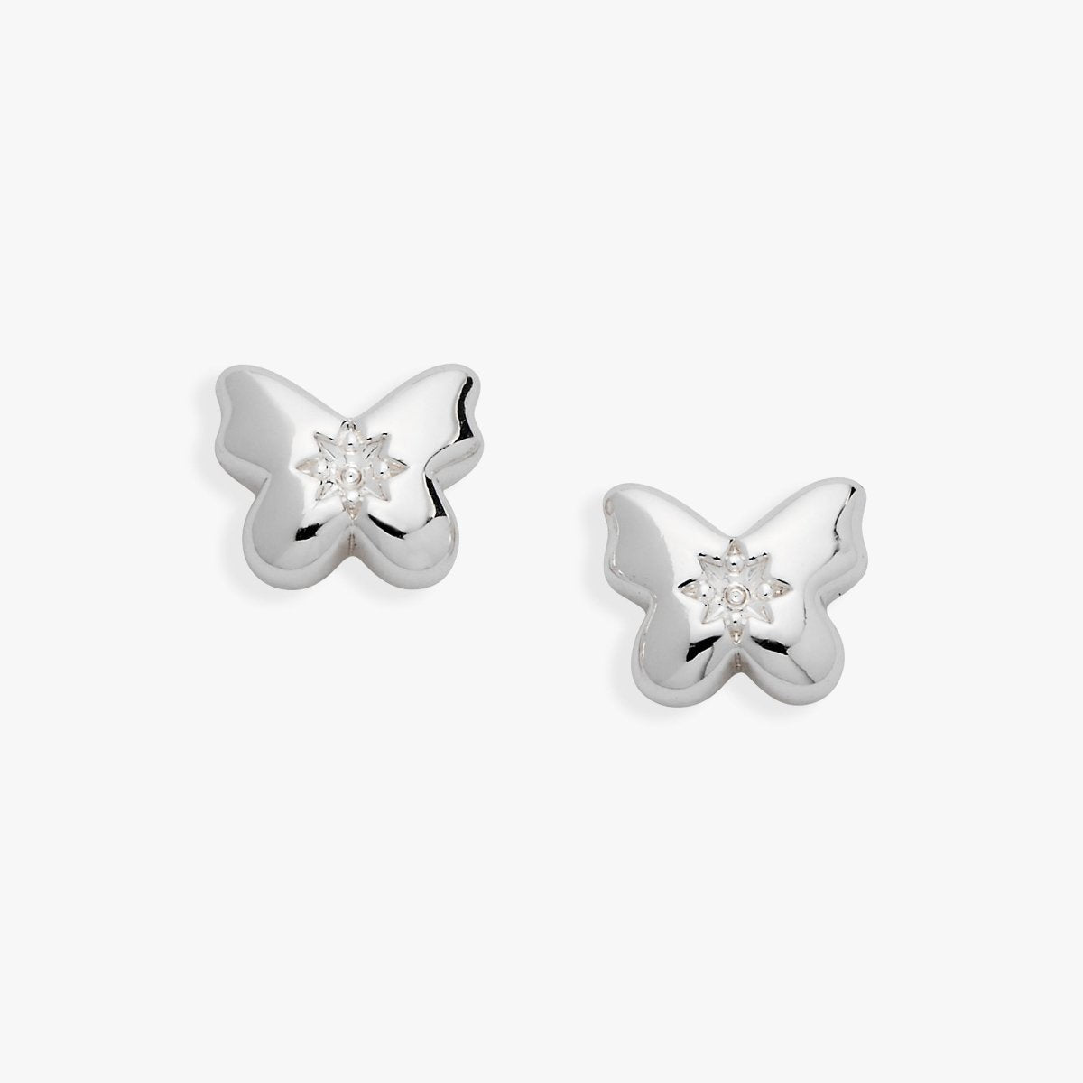 Puffy Butterfly Crystal Stud Earrings - Willow & Luna
