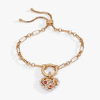 Puffy Heart Gemstone And Pearl Chain Bolo Bracelet - Willow & Luna