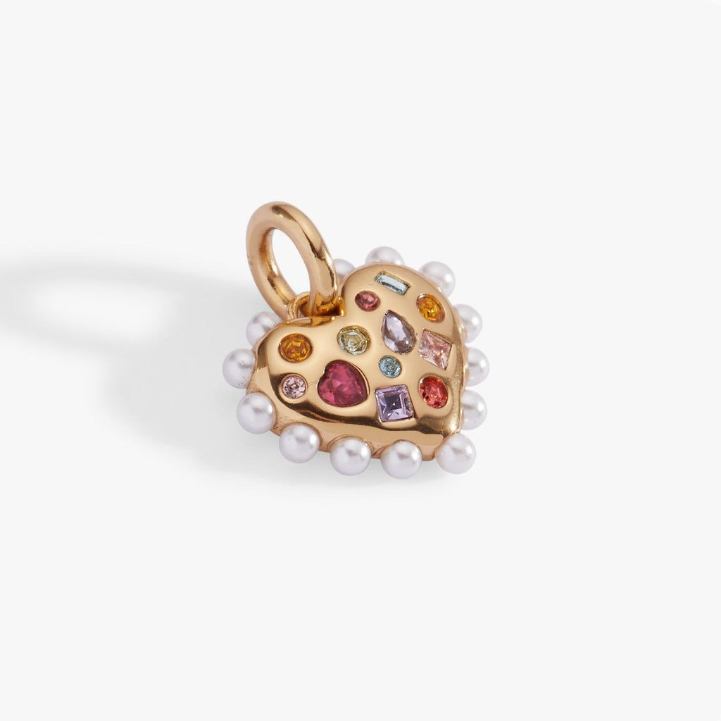 Puffy Heart Gemstone And Pearl Charm - Willow & Luna