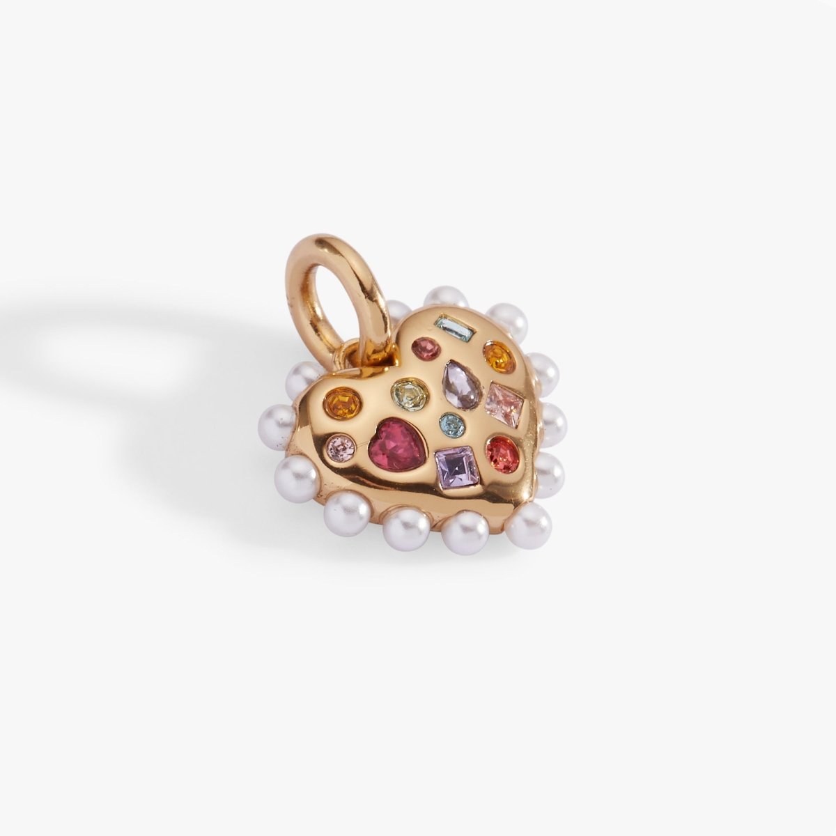 Puffy Heart Gemstone And Pearl Charm - Willow & Luna