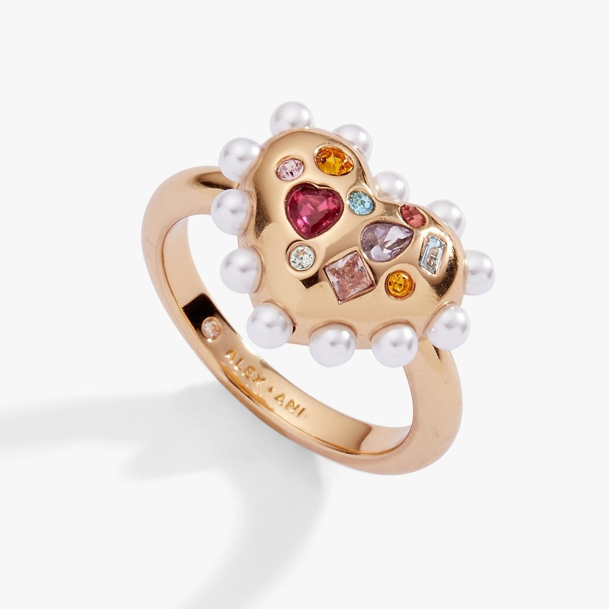 Puffy Heart Gemstone And Pearl Statement Ring - Willow & Luna