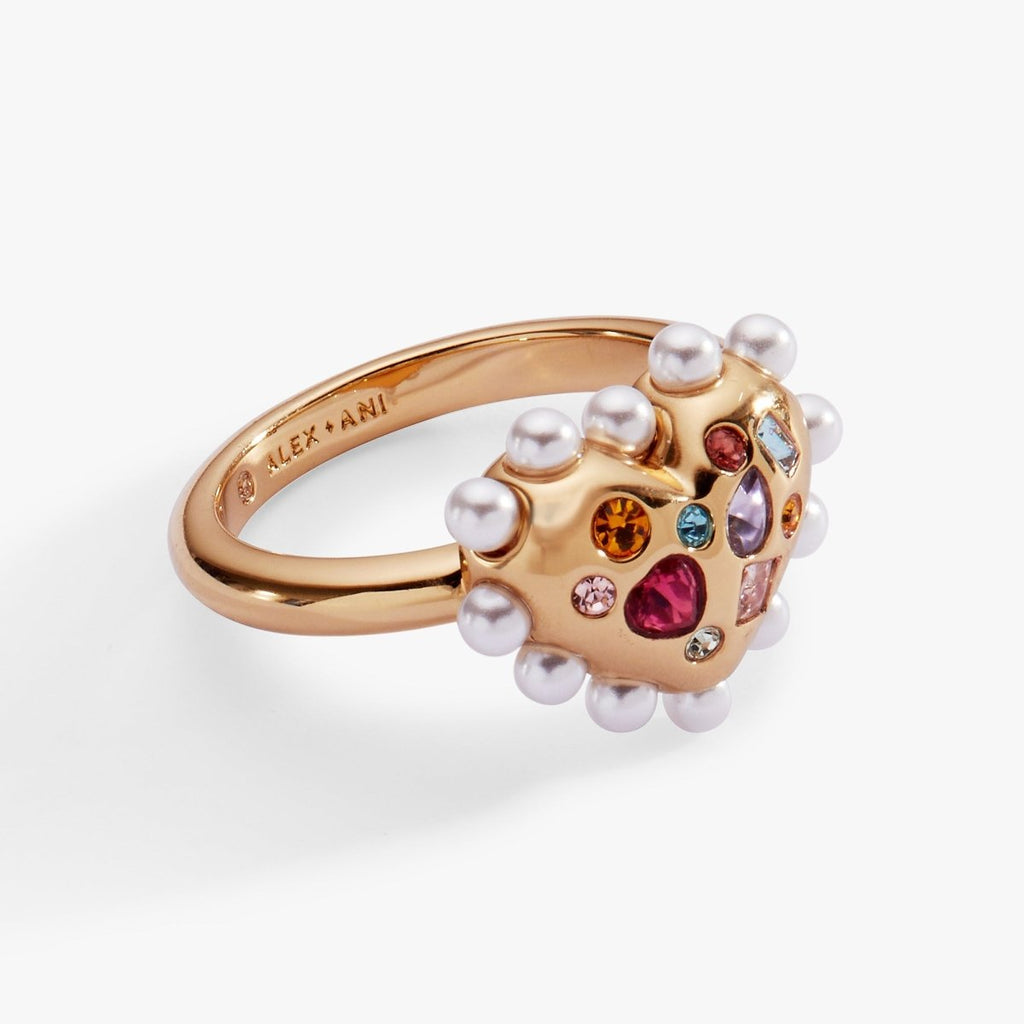 Puffy Heart Gemstone And Pearl Statement Ring - Willow & Luna