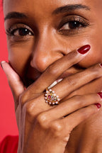 Puffy Heart Gemstone And Pearl Statement Ring - Willow & Luna