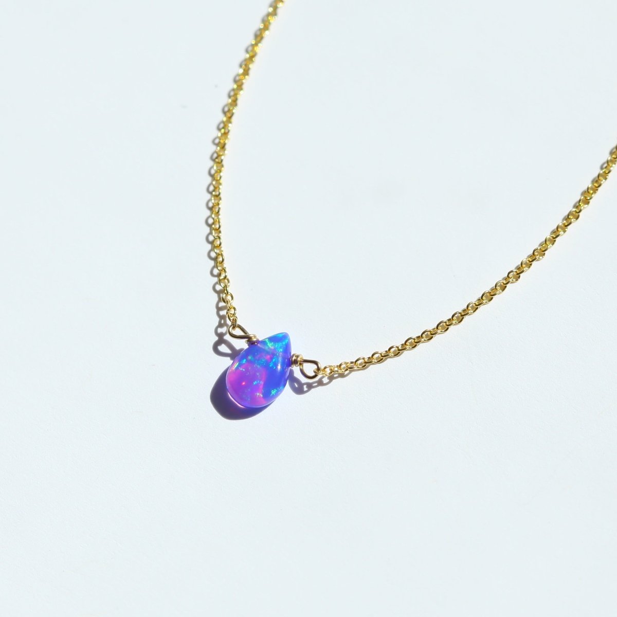 Purple Fire Opal Little Gemstone Necklace - Willow & Luna