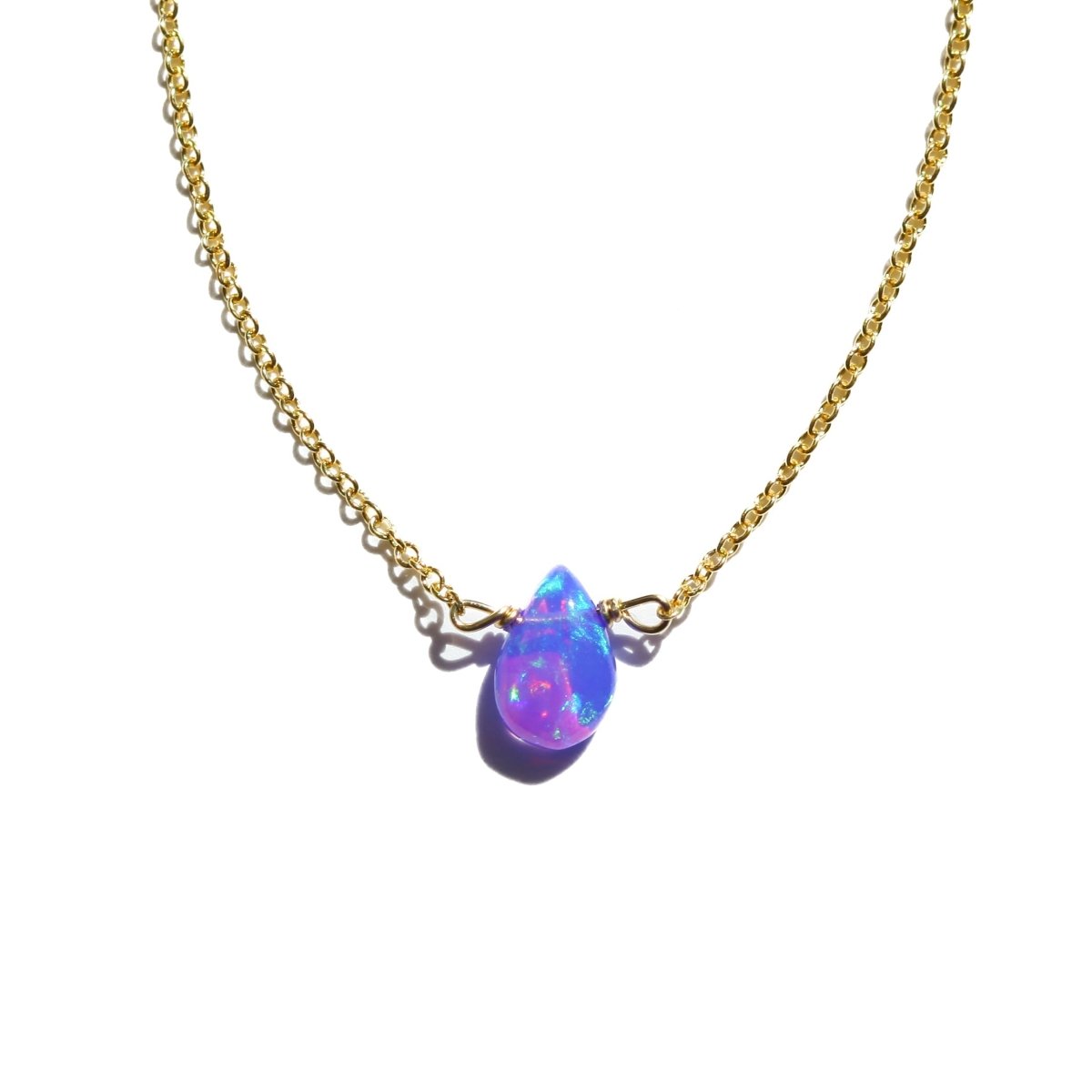 Purple Fire Opal Little Gemstone Necklace - Willow & Luna