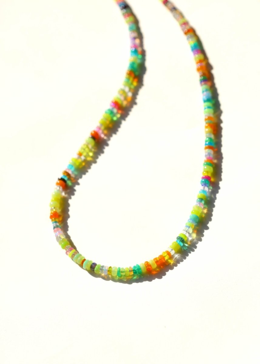 Rainbow Opal Gemstone Necklace - Hot colors - Willow & Luna