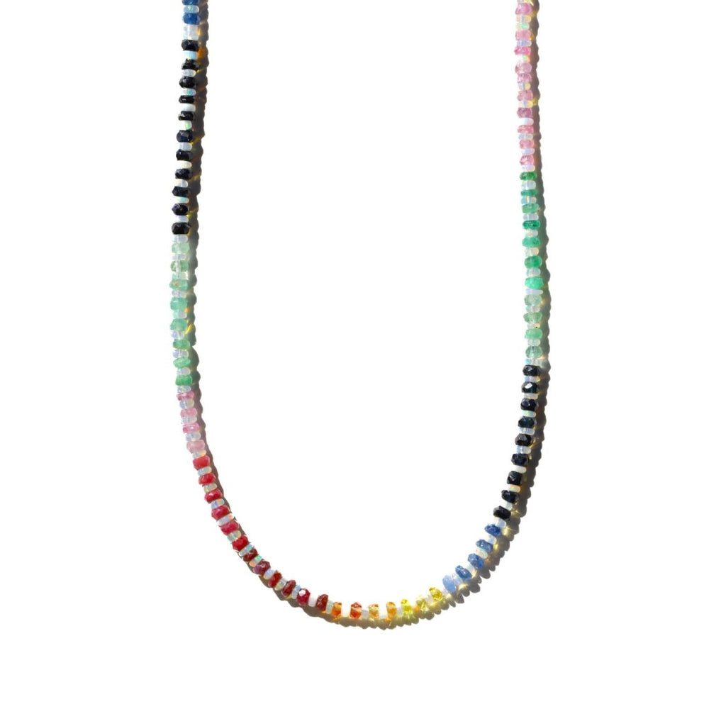 Rainbow Sapphire and Opal Gemstone Beaded Necklace - Willow & Luna