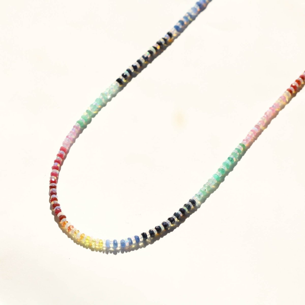 Rainbow Sapphire and Opal Gemstone Beaded Necklace - Willow & Luna