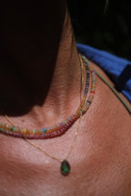 Rainbow Sapphire and Opal Gemstone Beaded Necklace - Willow & Luna