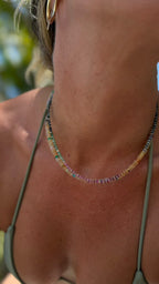 Rainbow Sapphire and Opal Gemstone Beaded Necklace - Willow & Luna