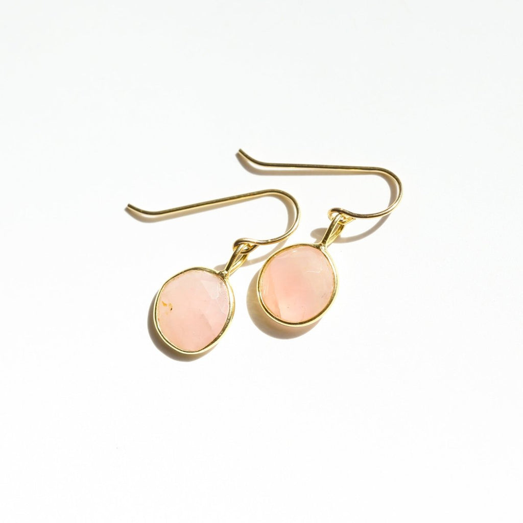 Rose Quartz Rose Cut Earrings - Willow & Luna