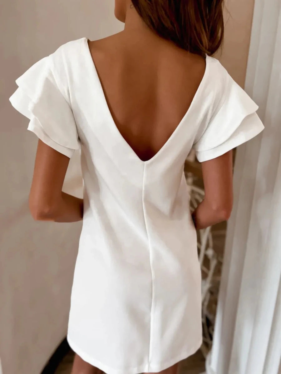 Ruffled Layered Short Sleeve Mini Dress - Willow & Luna