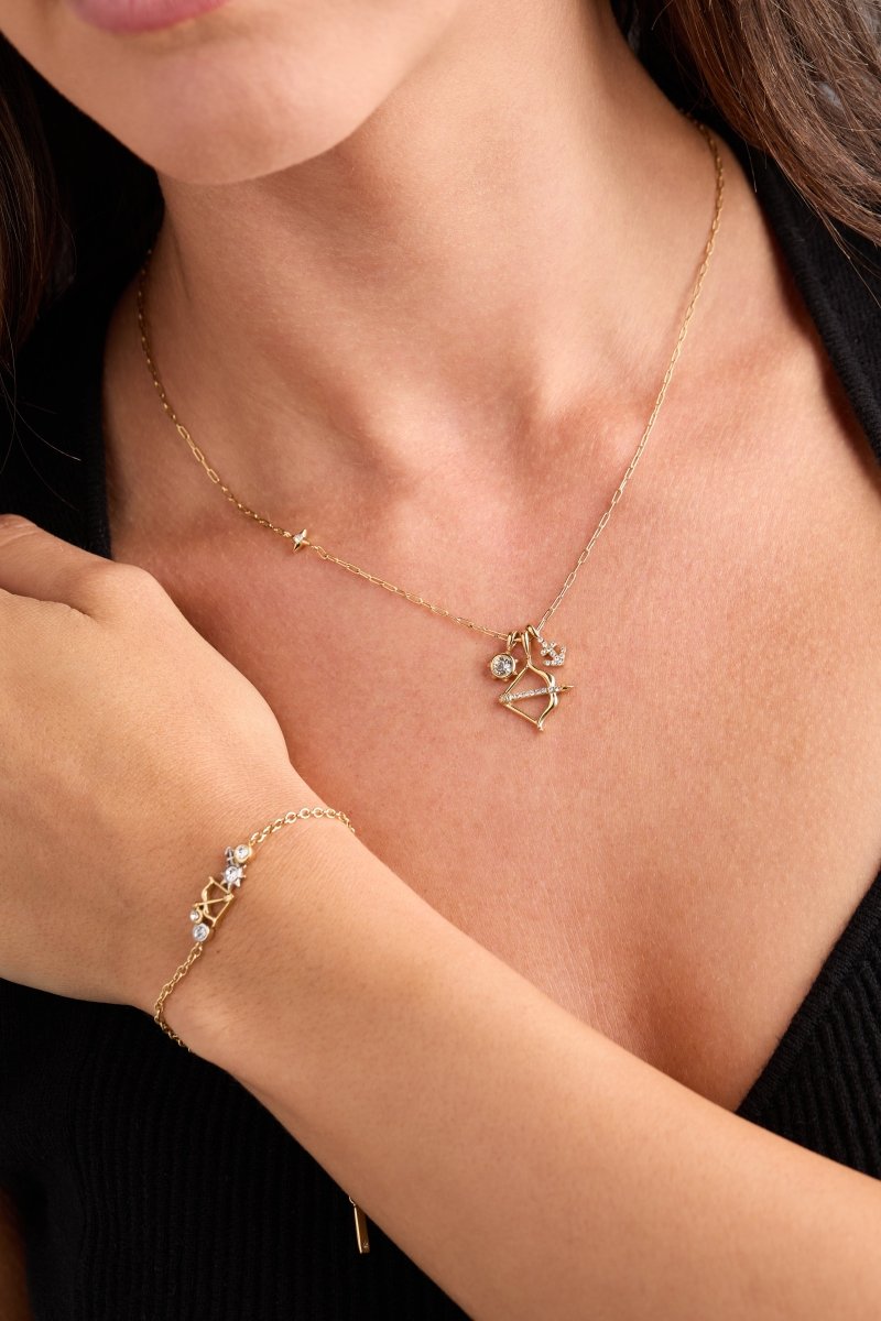 Sagittarius Zodiac Charm Cluster Necklace - Willow & Luna