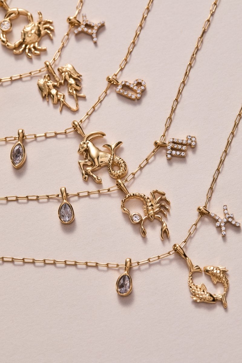 Scorpio Zodiac Charm Cluster Necklace - Willow & Luna