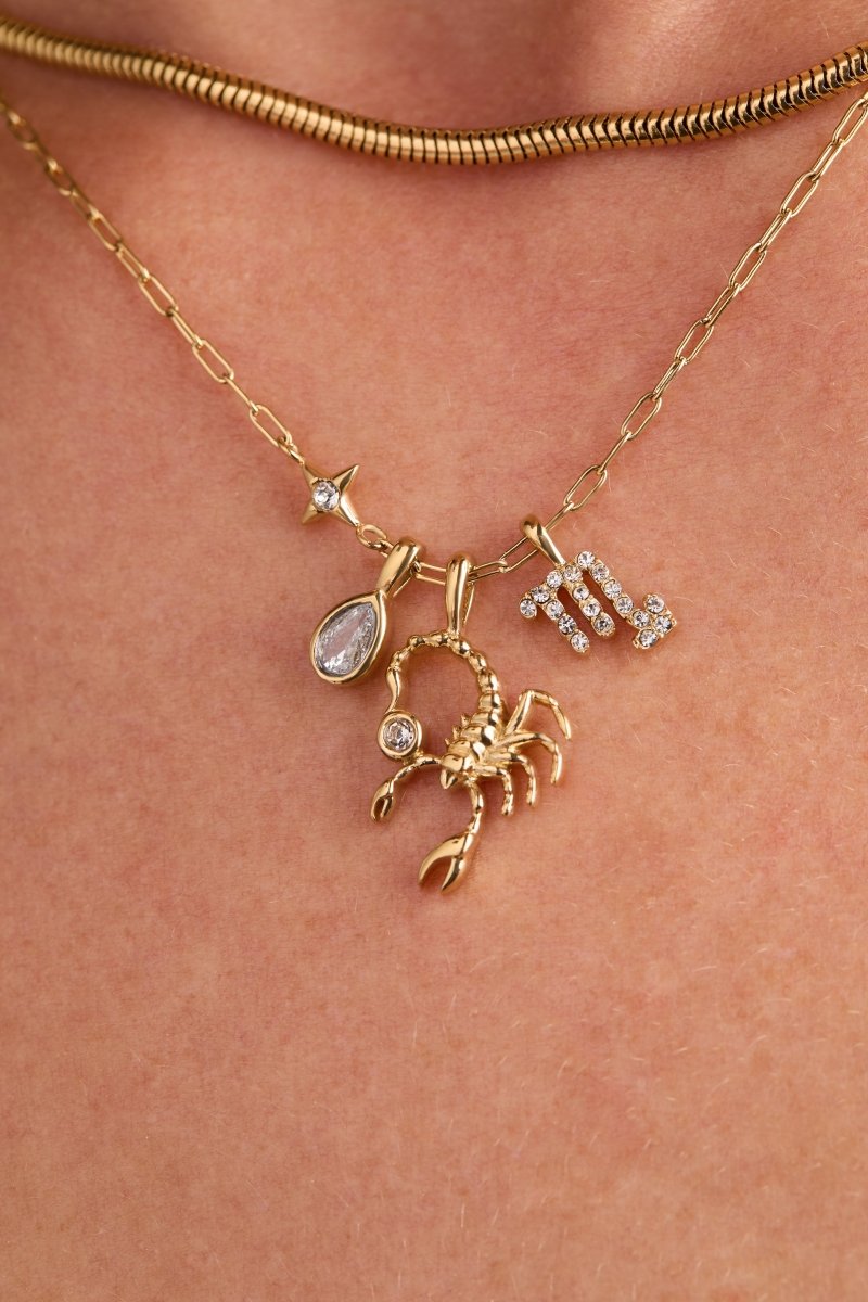 Scorpio Zodiac Charm Cluster Necklace - Willow & Luna