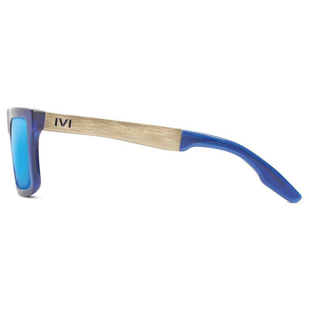 Sepulveda: Matte Midway Blue - Antique Brass / Pacific Blue Flash Lens - Willow & Luna