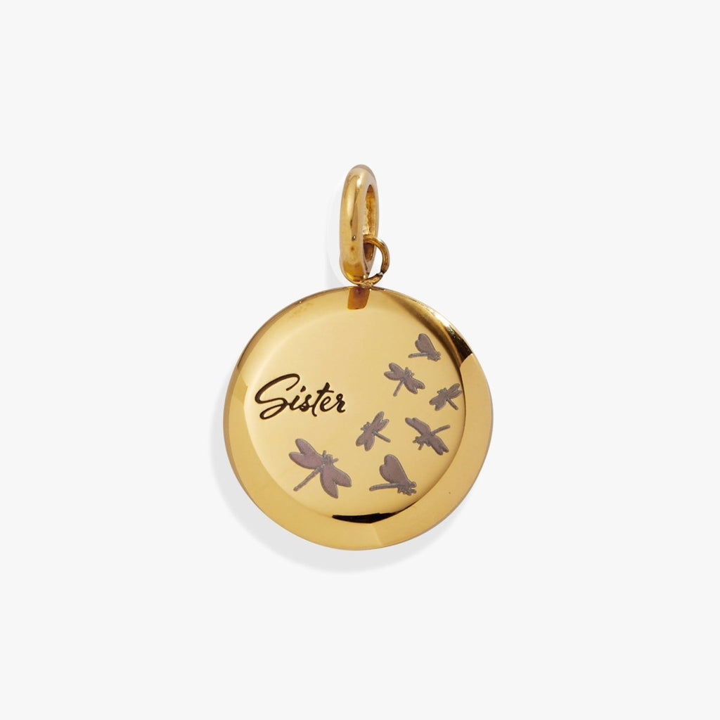 Sister Dragonfly Disc Charm - Willow & Luna